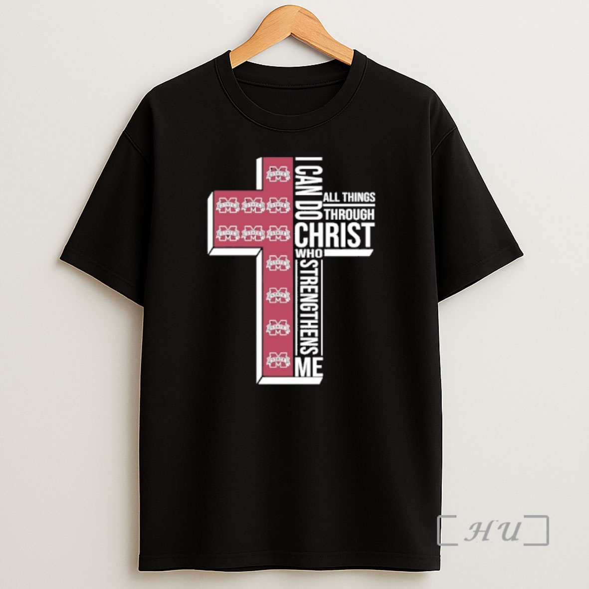 Officials Mississippi State Bulldogs Cross I Can Do All Things Through Christ Who Strengthen Me Shirt Sweatshirt Tee