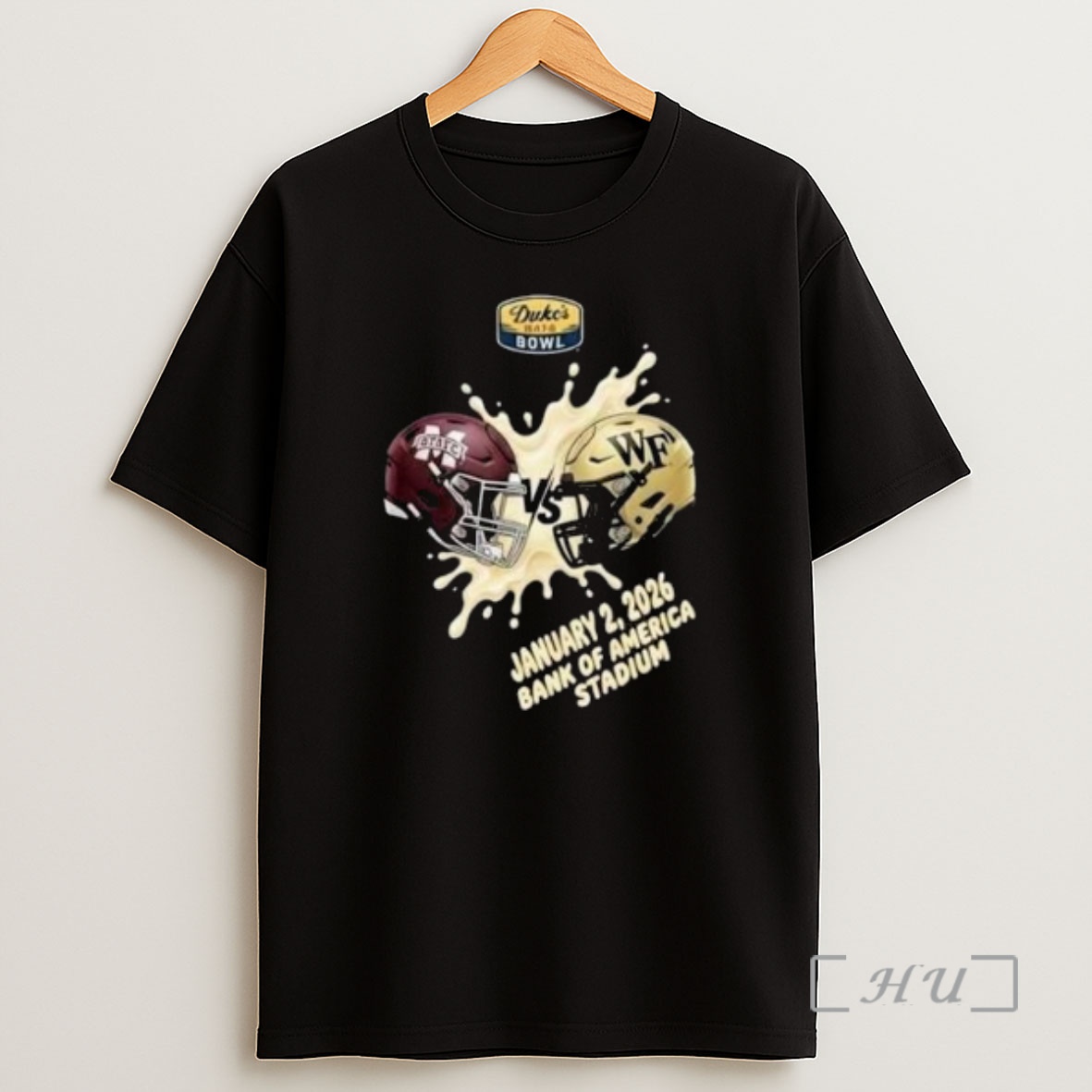 Officials Mississippi State Bulldogs Vs Wake Forest Demon Deacons On January 2 2026 Dukes Mayo Bowl At Bank Of America Stadium Helmet Head To Head Circle Black Shirt Sweatshirt Tee