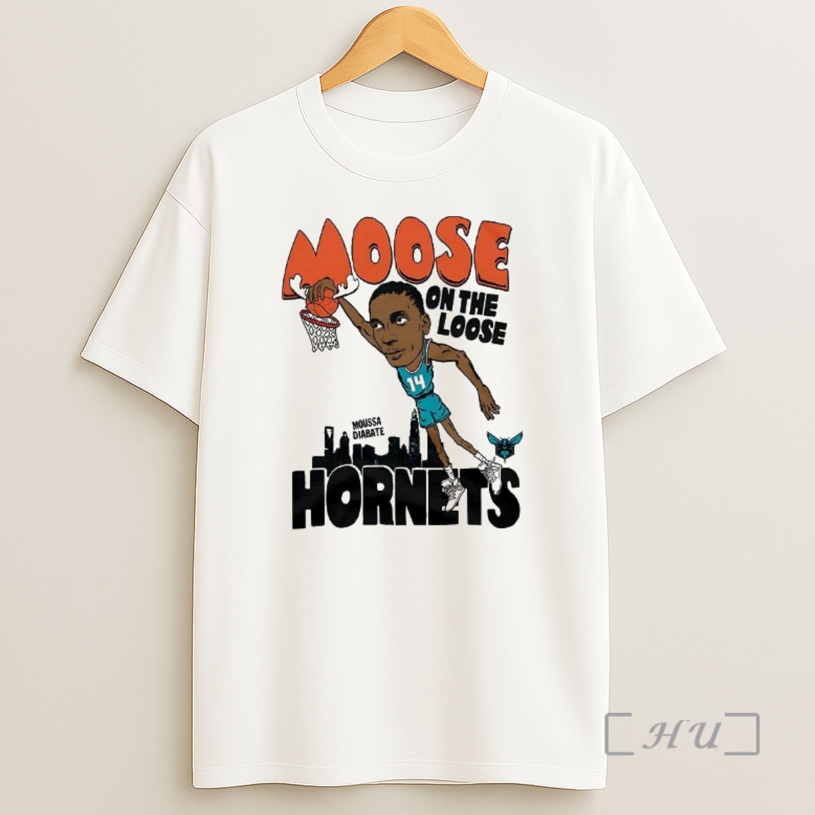 Officials Moussa Diabate Charlotte Hornets Nba Moose On The Loose Hornets Dunk Cartoon Premium Shirt Sweatshirt Tee