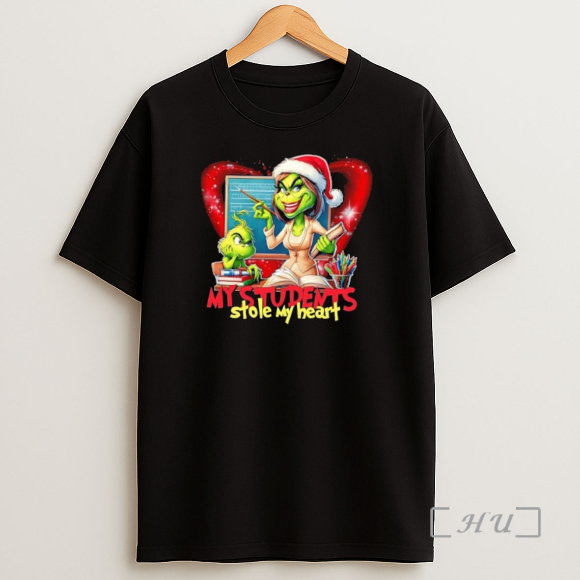 Officials My Students Stole My Heart Christmas Grinch Teacher Premium Shirt Sweatshirt Tee