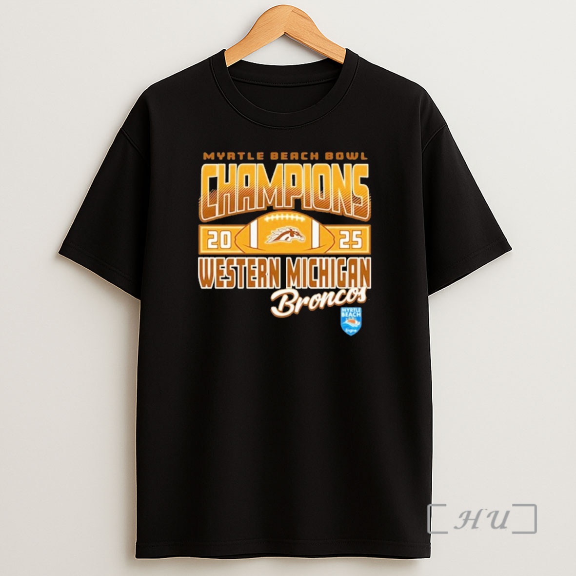 Officials Myrtle Beach Bowl Champions 2025 Western Michigan Broncos Football Logos Shirt Sweatshirt Tee