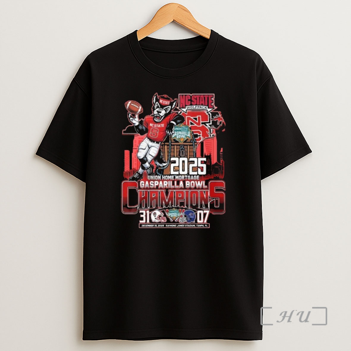 Officials Nc State Wolfpack 2025 Union Home Mortgage Gasparilla Bowl Champions Mascot Shirt Sweatshirt Tee