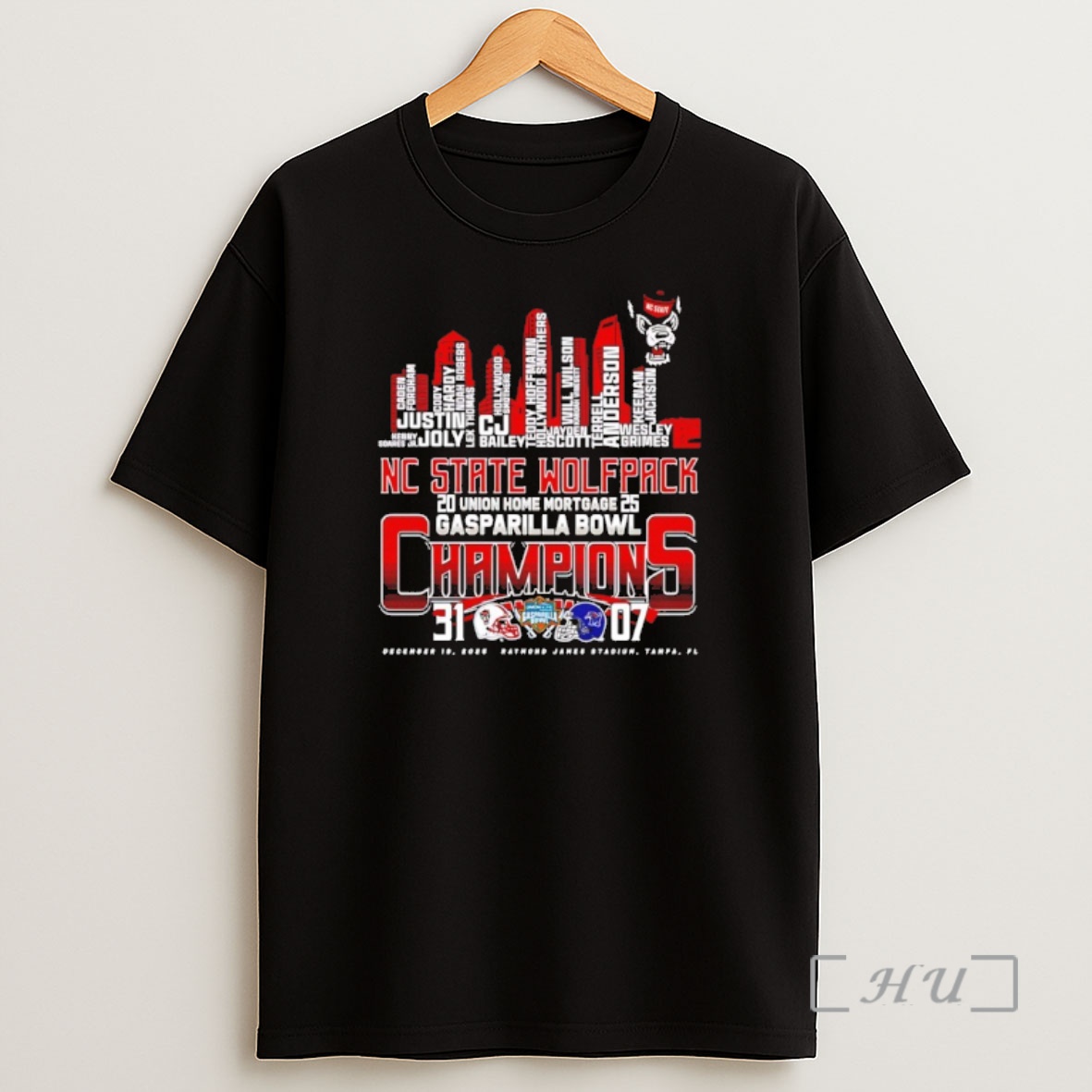 Officials Nc State Wolfpack 2025 Union Home Mortgage Gasparilla Bowl Champions City Skyline Shirt Sweatshirt Tee