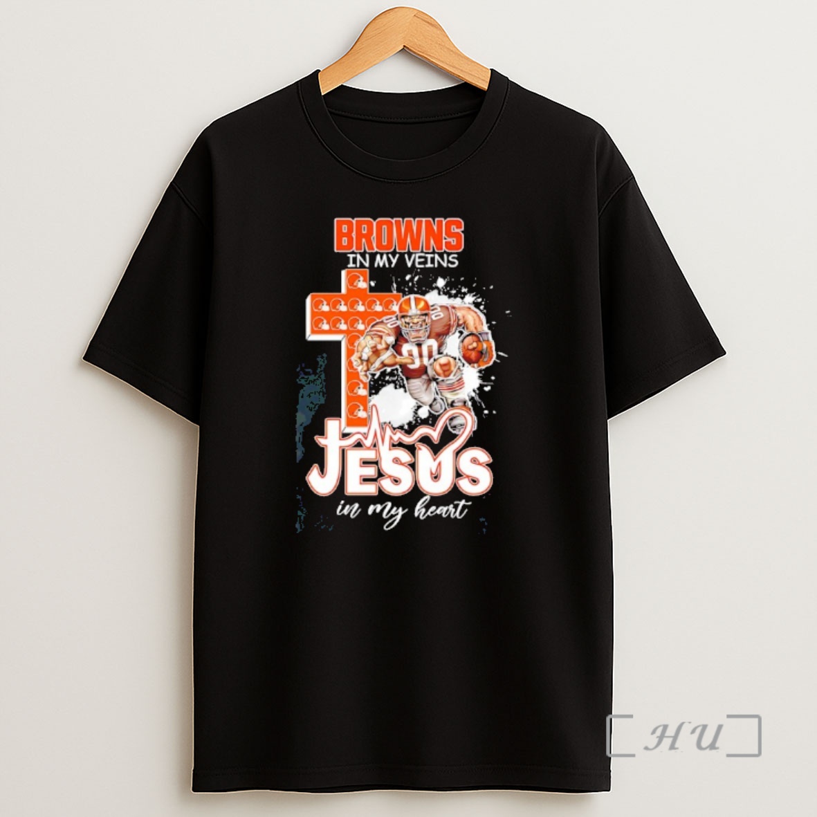 Officials Nfl Cleveland Browns In My Veins Jesus In My Heart Mascot Shirt Sweatshirt Tee