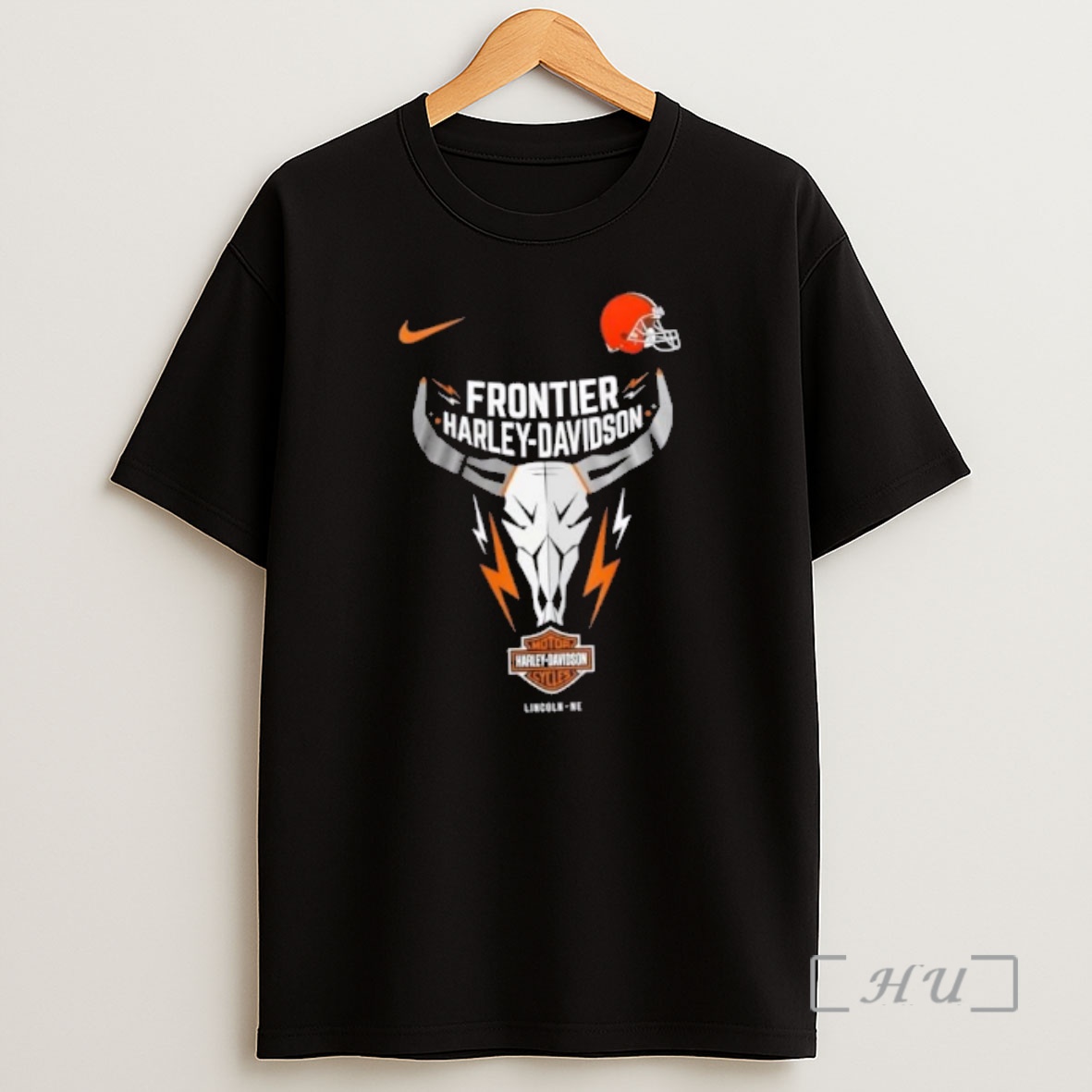 Officials Nfl Cleveland Browns X Frontier Harley Davidson 2 Sided Shirt Sweatshirt Tee