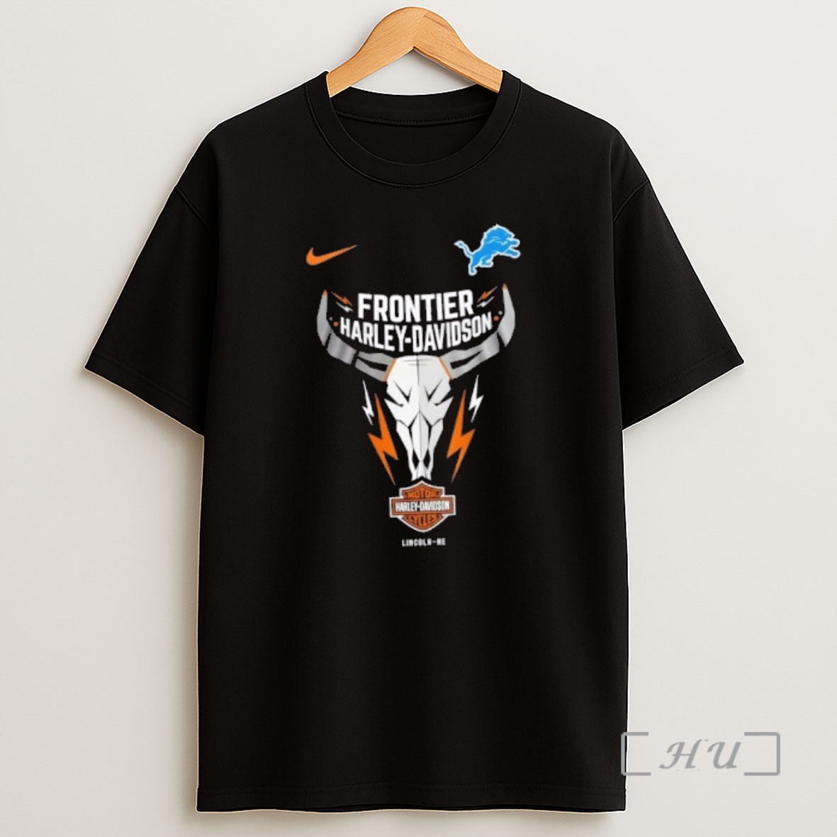 Officials Nfl Detroit Lions X Frontier Harley Davidson 2 Sided Shirt Sweatshirt Tee