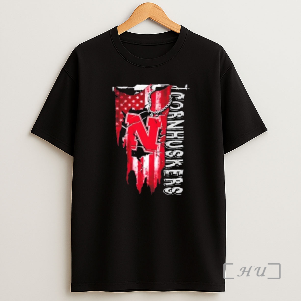 Officials Nebraska Cornhuskers Football Battle Shattered Usa Flag Rip Design Shirt Sweatshirt Tee