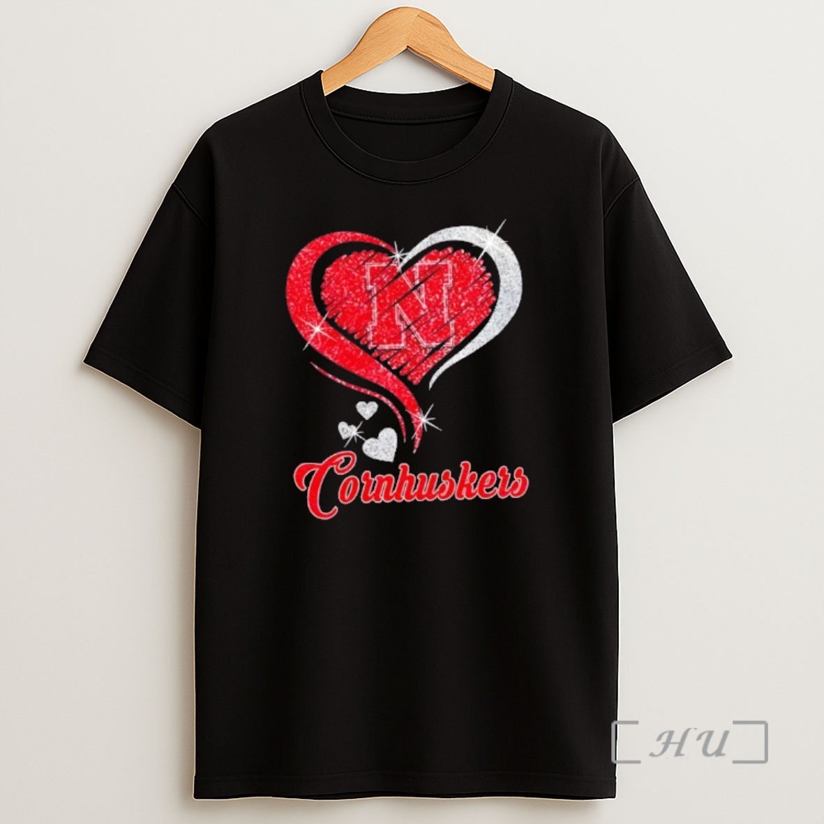 Officials Nebraska Cornhuskers Football In Glitter Heart Fans Shirt Sweatshirt Tee