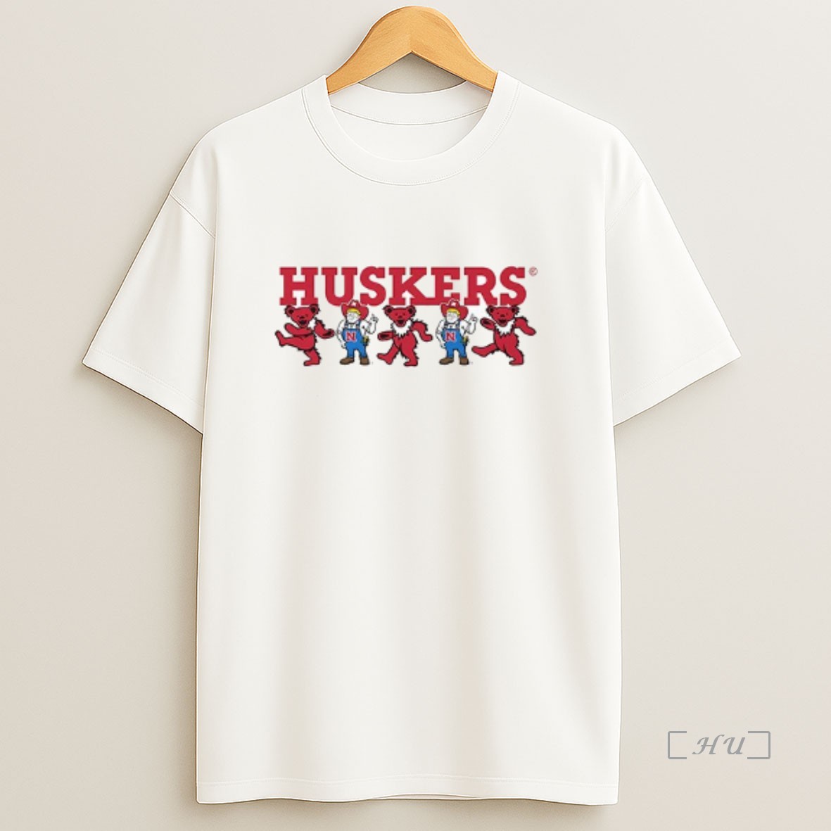 Officials Nebraska Cornhuskers X Grateful Dead Dancing Bears Mascot Double Sided Graphic Shirt Sweatshirt Tee
