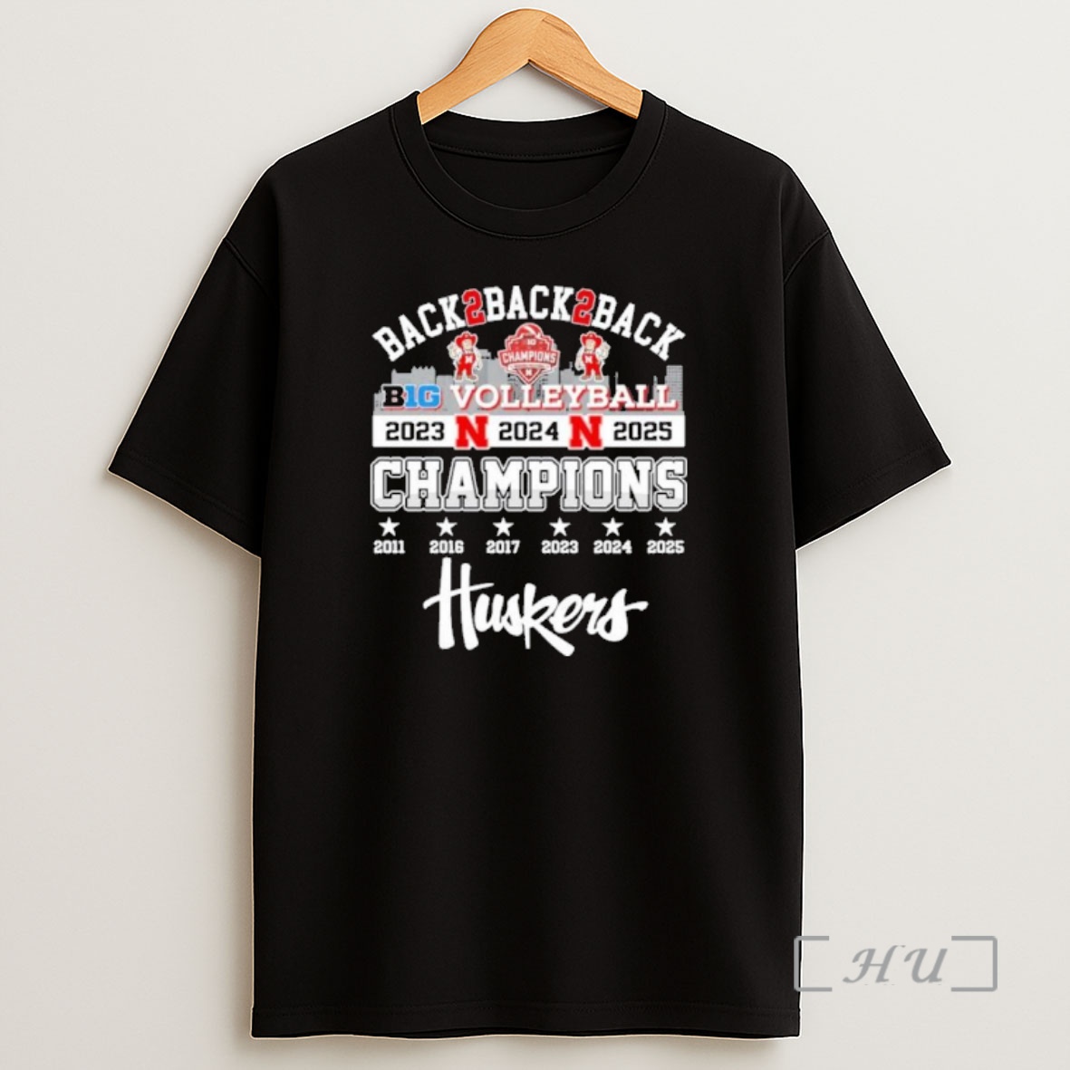 Officials Nebraska Huskers Back 2 Back 2 Back Big Ten Volleyball Champions Premium Shirt Sweatshirt Tee