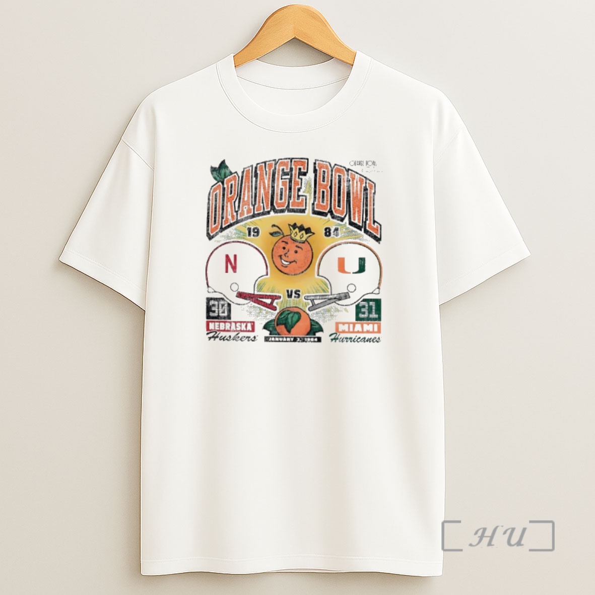 Officials Nebraska Huskers Vs Miami Hurricanes 1984 Orange Bowl Matchup Vintage Shirt Sweatshirt Tee