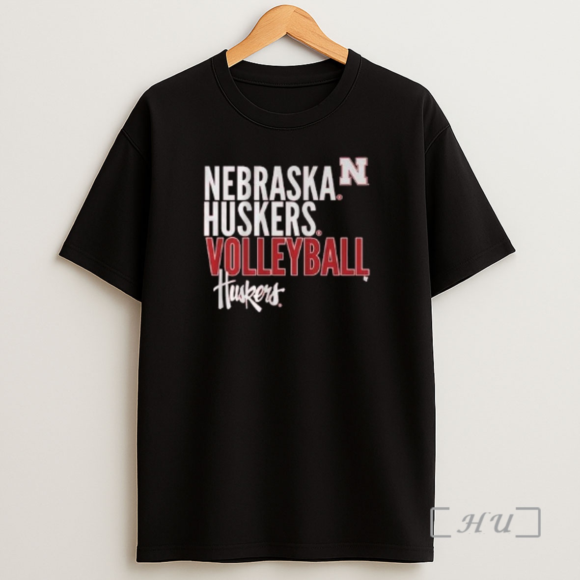 Officials Nebraska Volleyball Text Logo Overlay 2025 Circle Black Premium Shirt Sweatshirt Tee