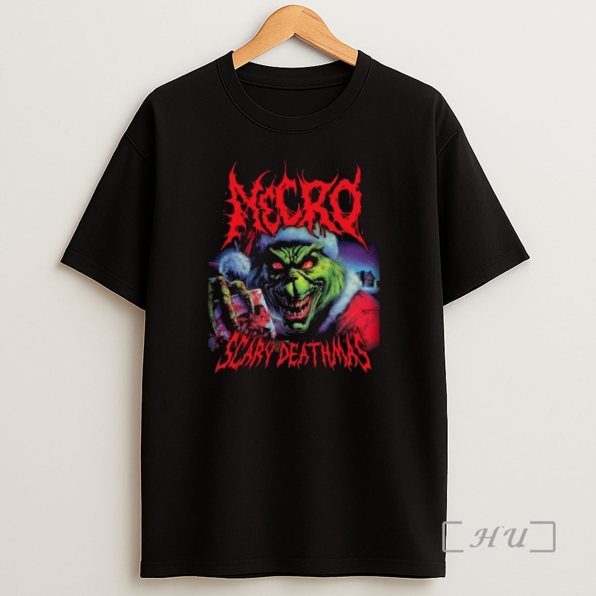 Officials Necro Grinch Scary Deathmas Circle Black Shirt Sweatshirt Tee