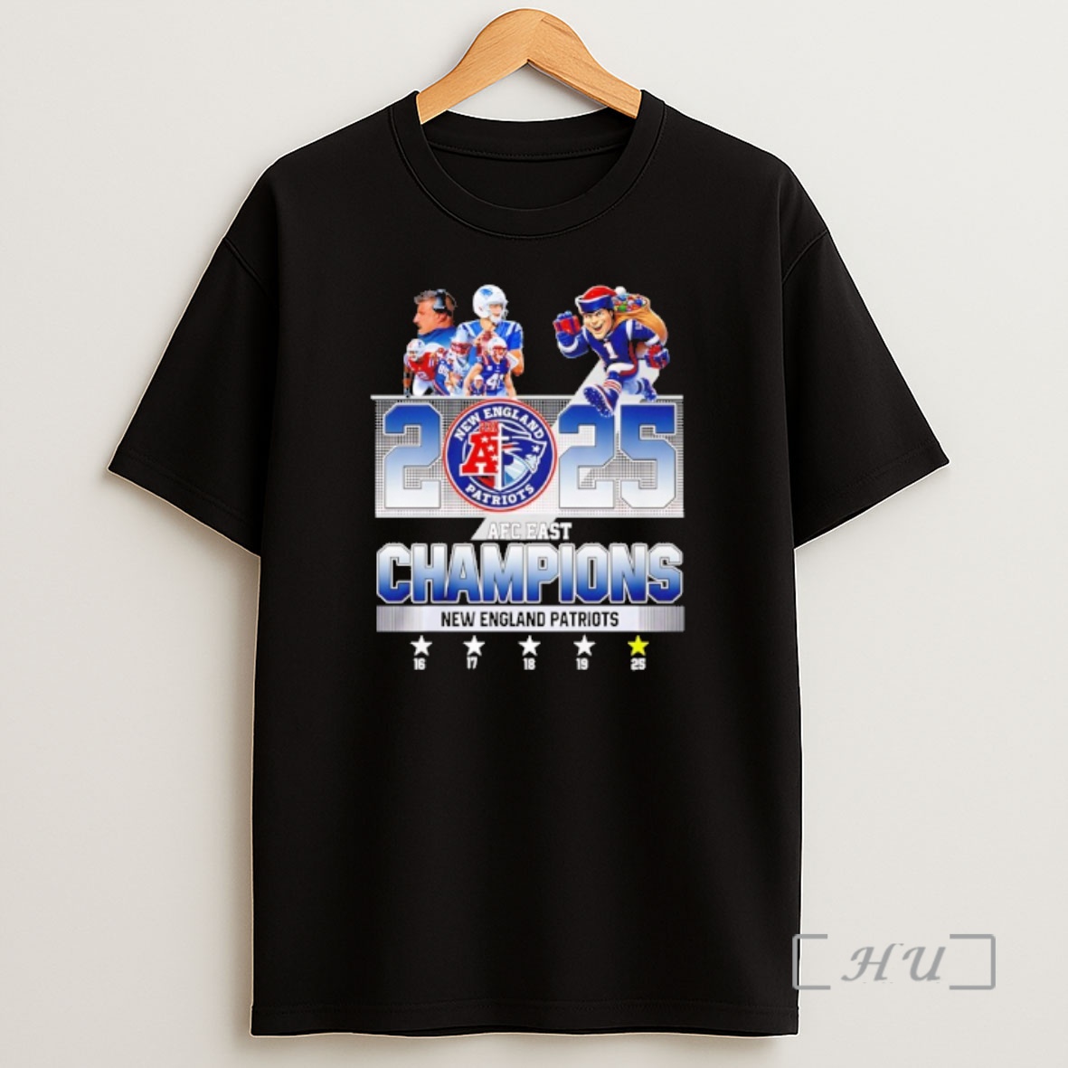 Officials New England Patriots 2025 Afc East Division Champions 5 Time 16 17 18 19 25 Shirt Sweatshirt Tee