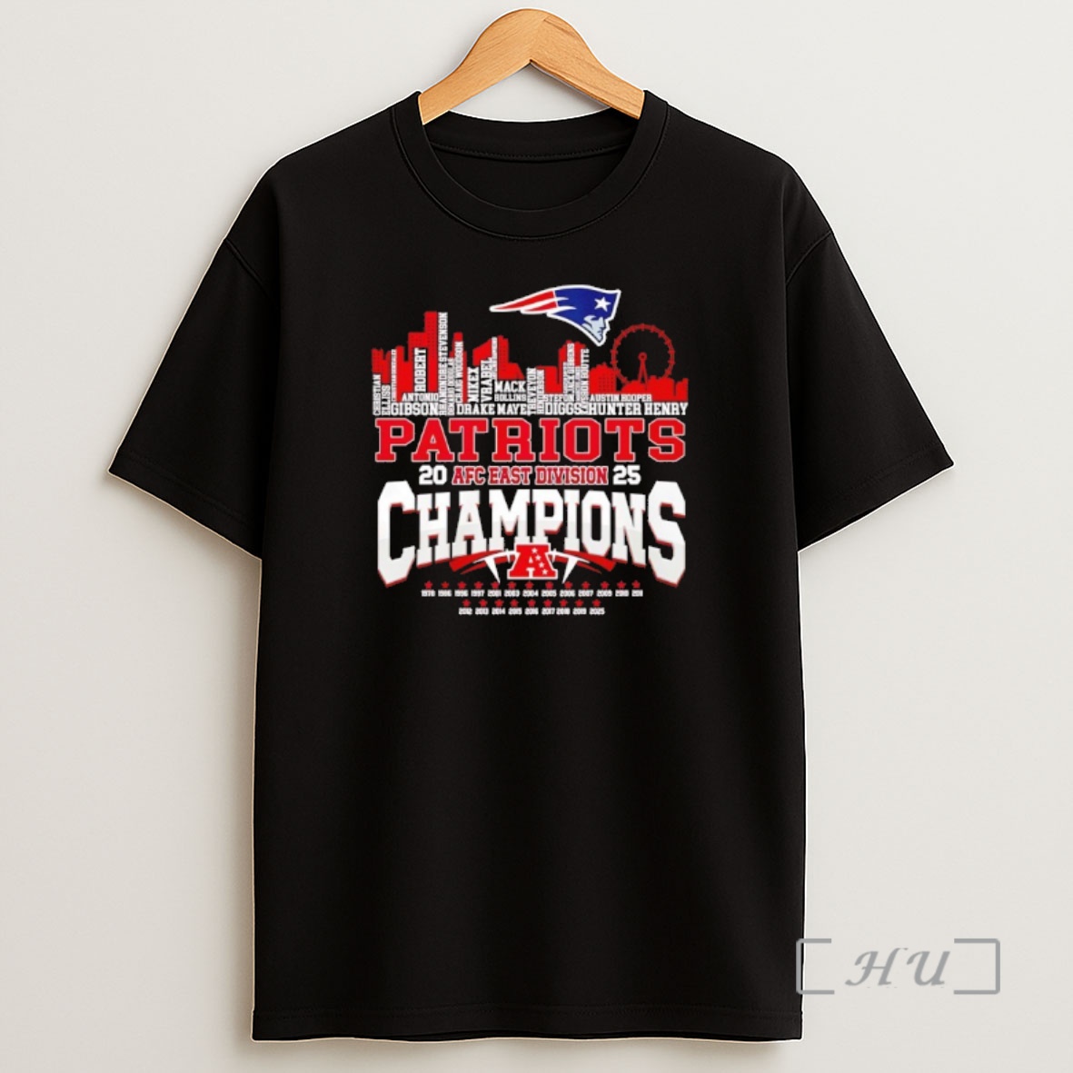 Officials New England Patriots Afc East Division Champions 25 Player Name Shirt Sweatshirt Tee
