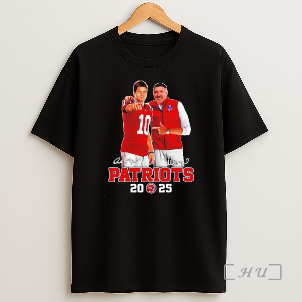 Officials New England Patriots Drake Maye And Mike Vrabel 2025 Signature Shirt Sweatshirt Tee