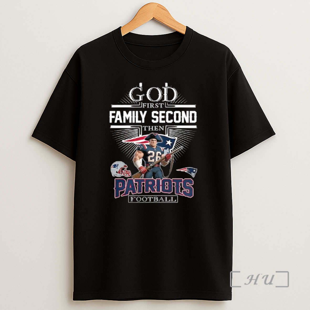 Officials New England Patriots God First Family Second Then Patriots Football Christian Mascot Shirt Sweatshirt Tee