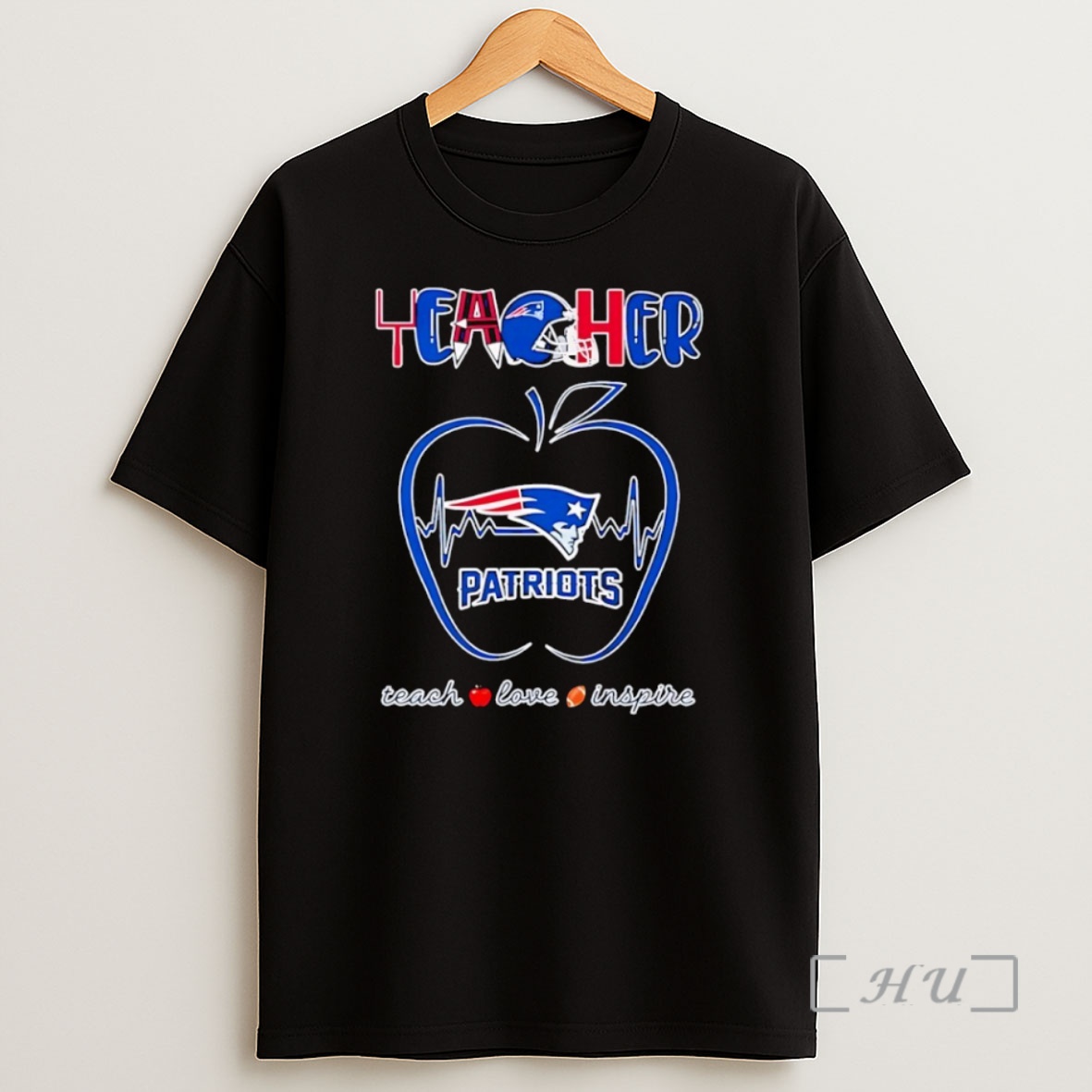 Officials New England Patriots Teach Love Inspire Apple Heartbeat Shirt Sweatshirt Tee
