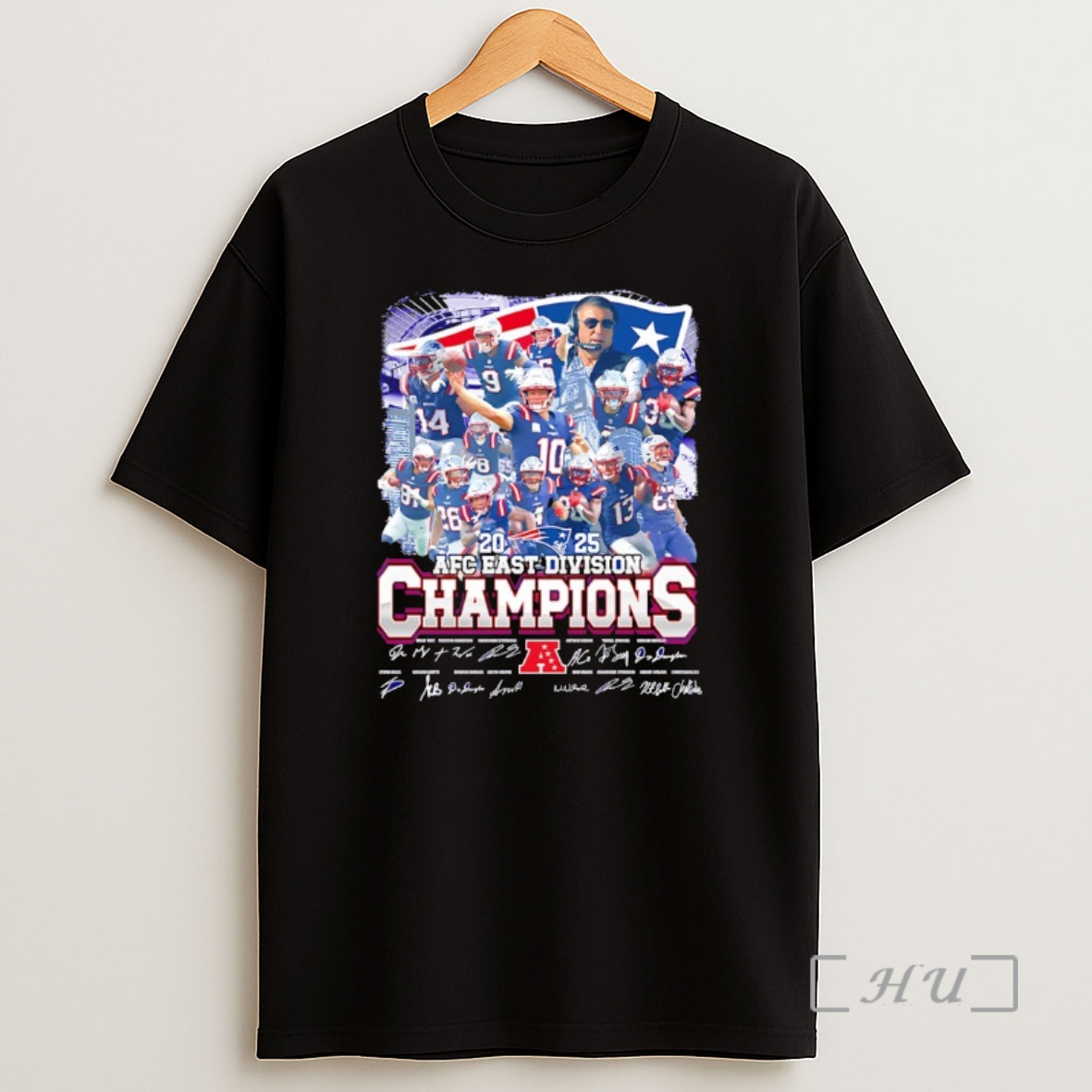 Officials New England Patriots Coach And Players At Afc East Division Champions 2025 Shirt Sweatshirt Tee