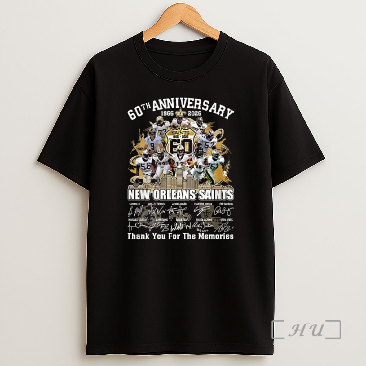 Officials New Orleans Saints 60th Anniversary 1966 2026 Thank You For The Memories Signature Shirt Sweatshirt Tee