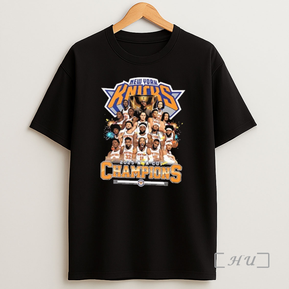Officials New York Knicks All Member 2025 Nba Cup Champions Trophy 2 Sided Shirt Sweatshirt Tee