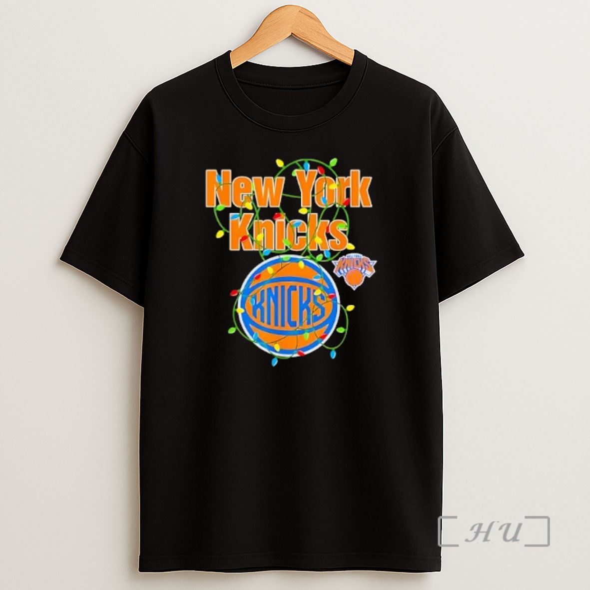 Officials New York Knicks National Basketball Association Christmas Lights Wrap Around Shirt Sweatshirt Tee
