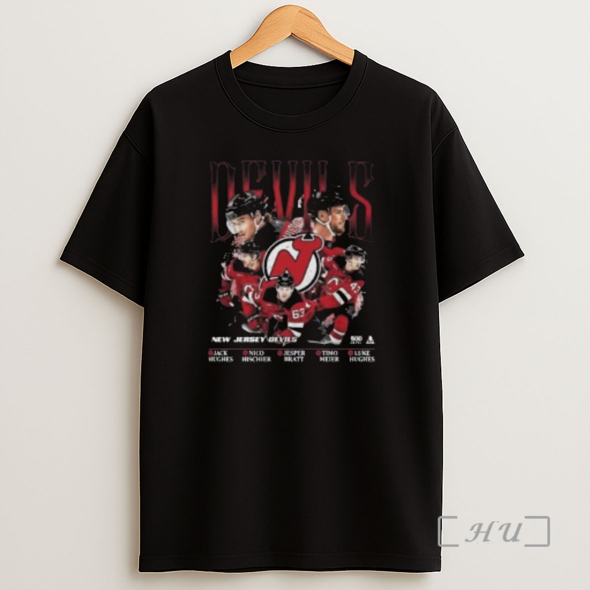 Officials Nhl New Jersey Devils 5 Stars Circle Black Shirt Sweatshirt Tee