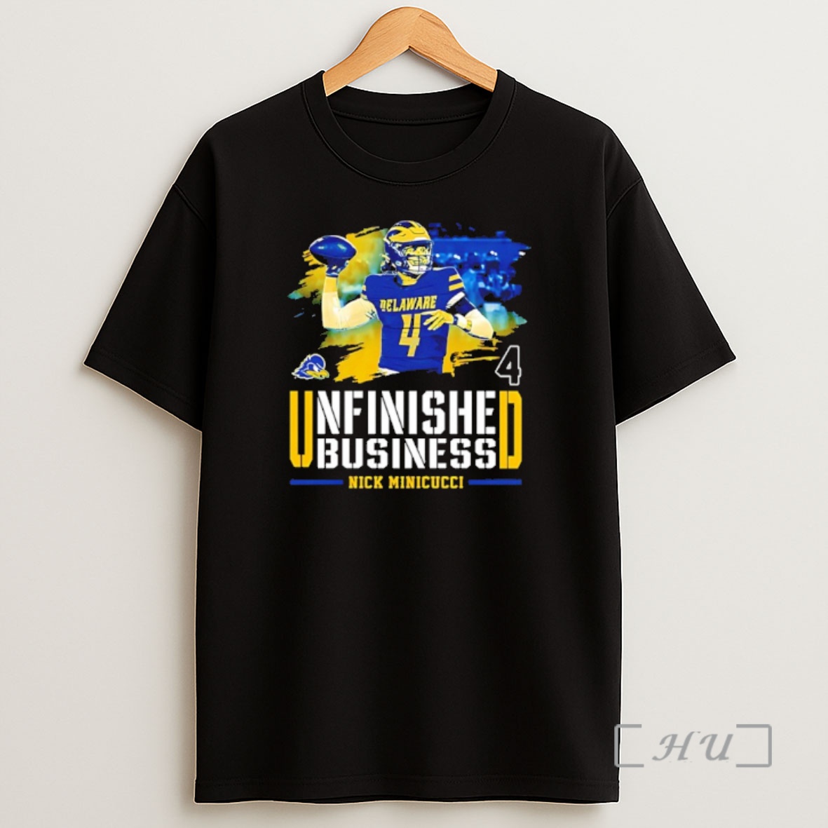 Officials Nicholas Minicucci Unfinished Business Delaware Fightin Blue Shirt Sweatshirt Tee