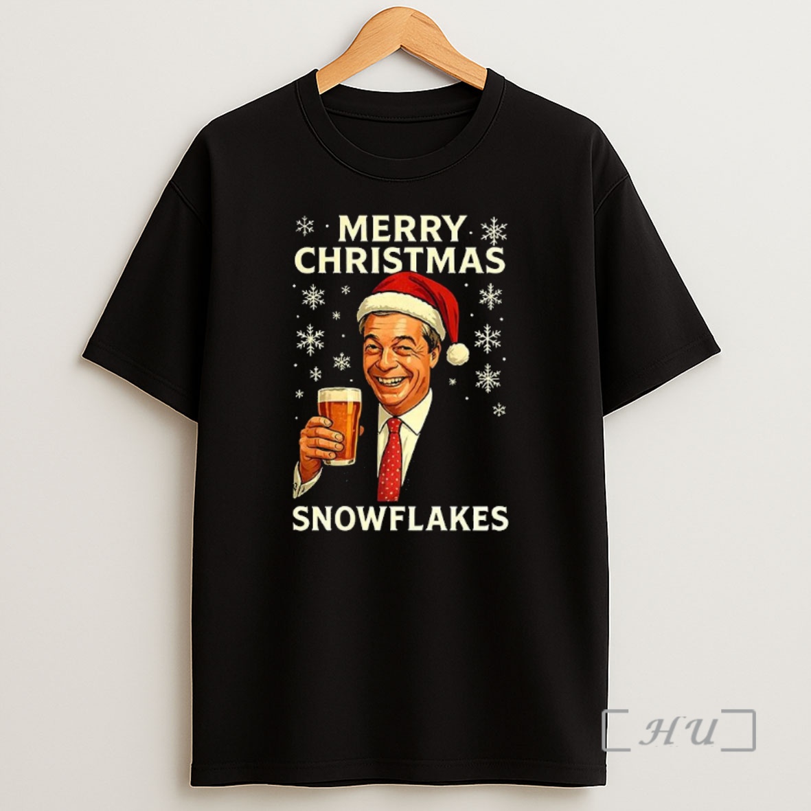 Officials Nigel Farage Raises His Glass Reform Merry Christmas Snowflakes Caricature Premium Shirt Sweatshirt Tee