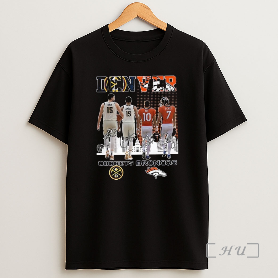 Officials Nikola Jokic And Anthony Denver Nuggets X Bo Nix And Elway Denver Broncos Signature Shirt Sweatshirt Tee