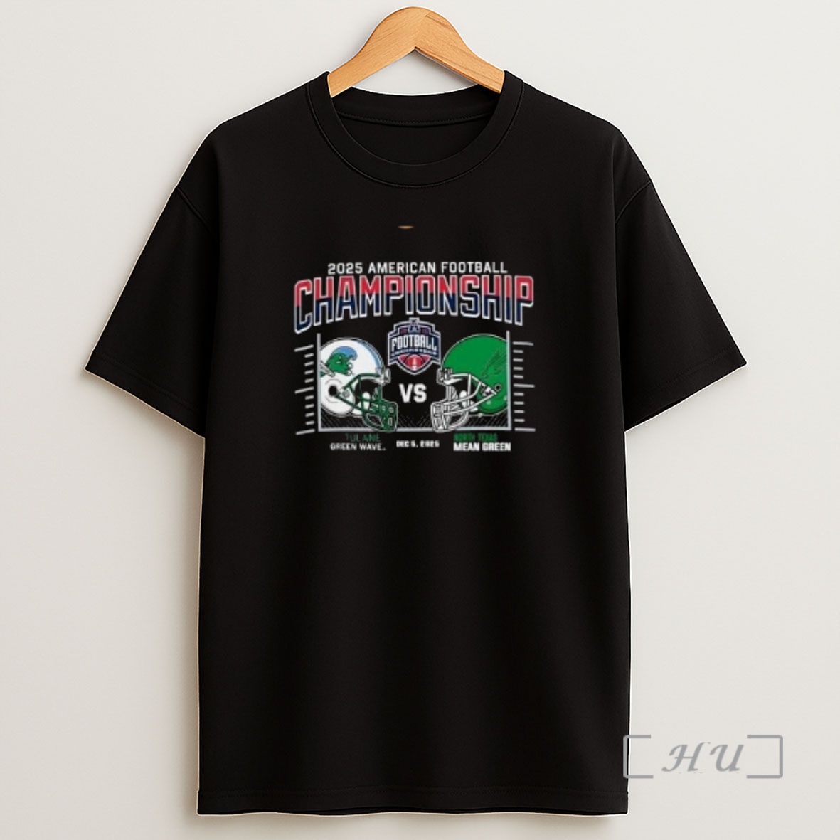 Officials North Texas Mean Green Vs Tulane Green Wave 2025 American Football Championship Game Helmet Circle Black Premium Shirt Sweatshirt Tee
