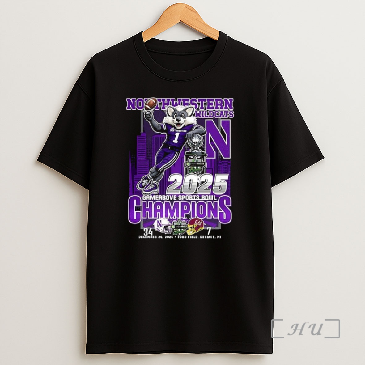 Officials Northwestern Wildcats Gameabove Sports Bowl 2025 Trophy Mascot Skyline Final Score Shirt Sweatshirt Tee