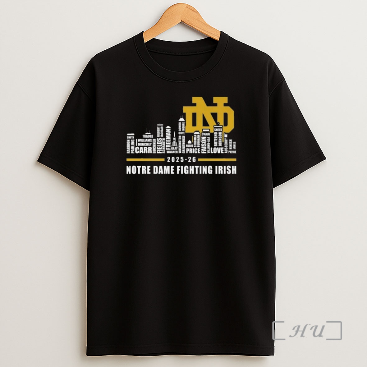 Officials Notre Dame Fighting Irish 2025 26 Skyline Names Logo Shirt Sweatshirt Tee