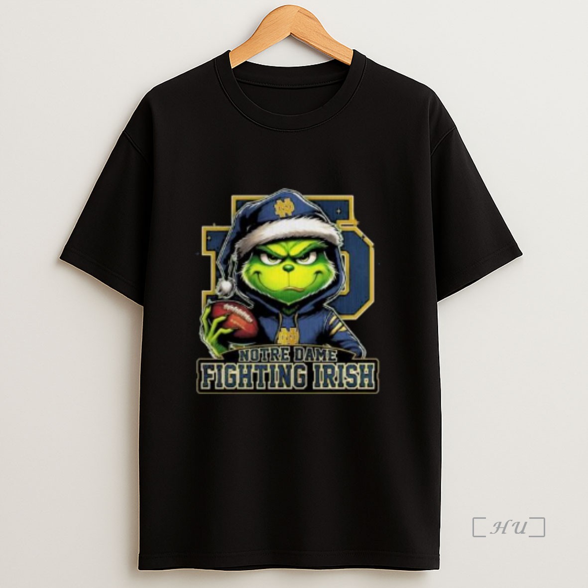 Officials Notre Dame Fighting Irish 2025 Grinch Merry Touchdown Christmas Circle Black Premium Shirt Sweatshirt Tee