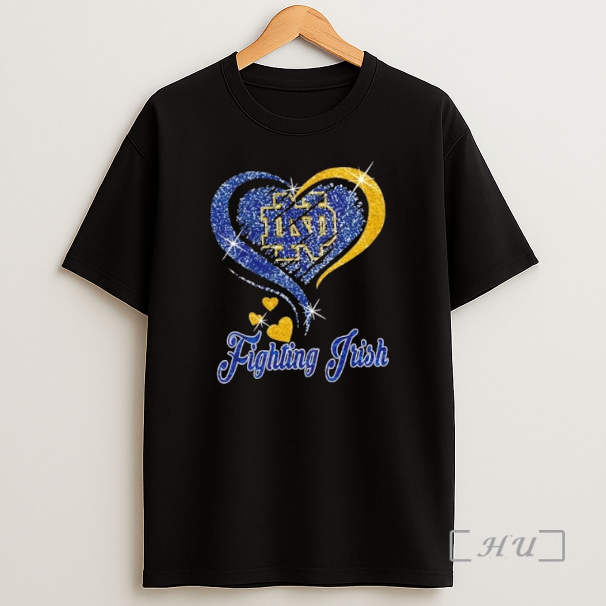 Officials Notre Dame Fighting Irish Football In Glitter Heart Fans Shirt Sweatshirt Tee