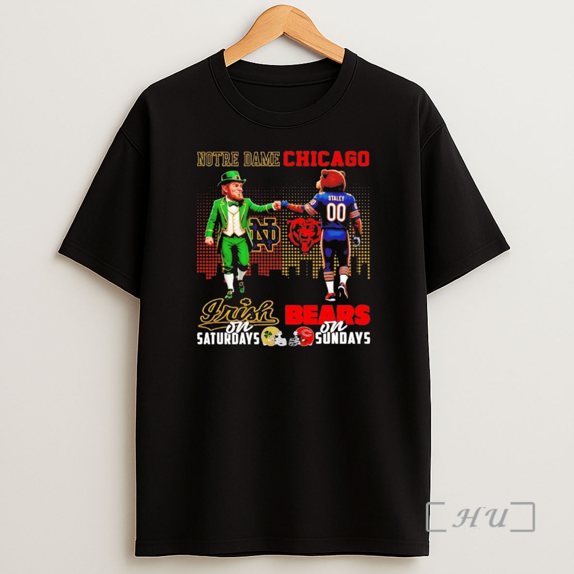 Officials Notre Dame Fighting Irish On Saturdays Chicago Bears On Sundays Mascot Chriast Premium Shirt Sweatshirt Tee
