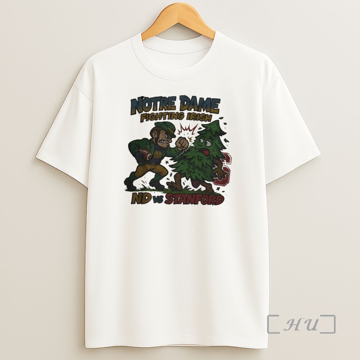 Officials Notre Dame Fighting Irish Overwhelms Stanford Cardinal Ncaa Football Artwork Mascot Fight Retro Shirt Sweatshirt Tee