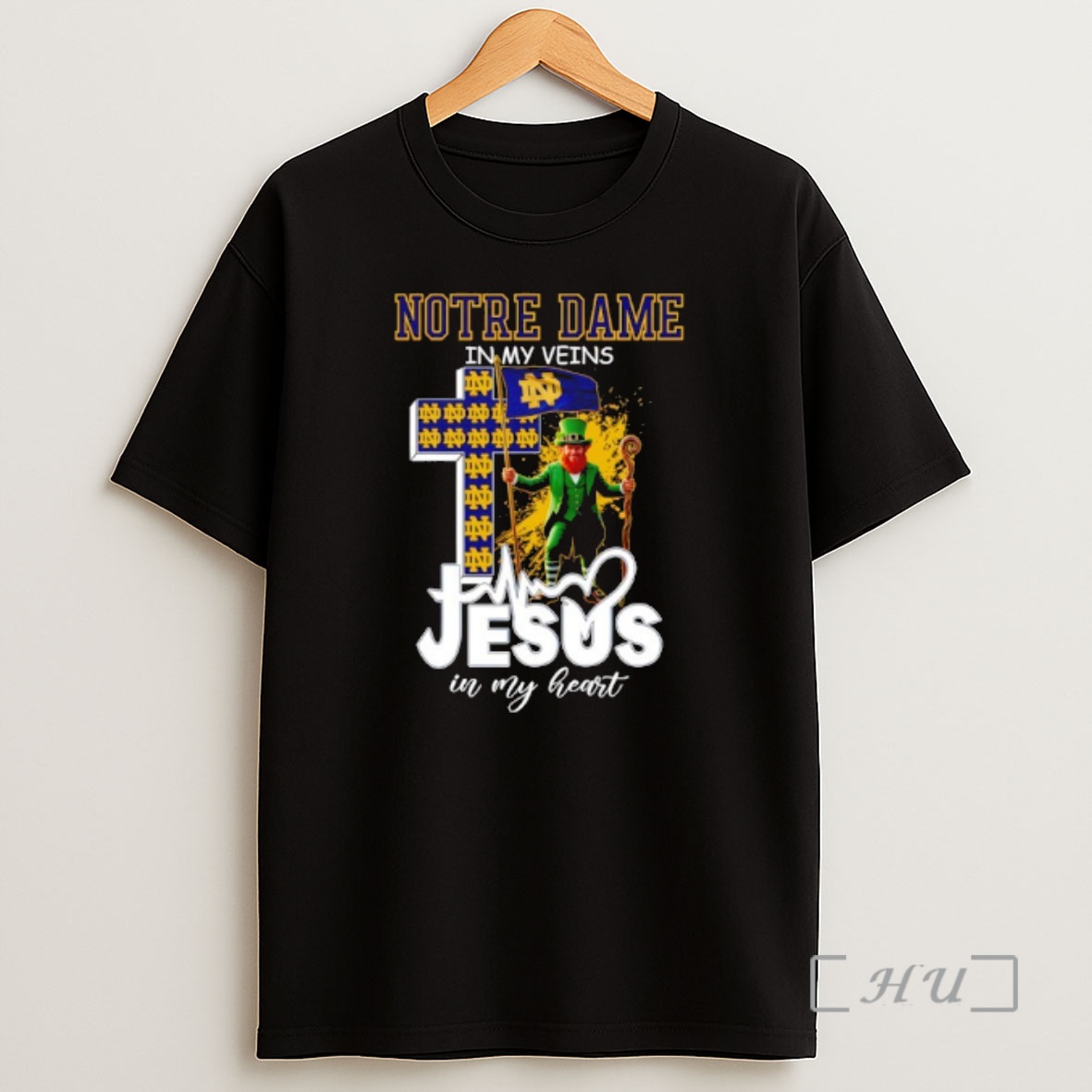 Officials Notre Dame In My Veins Jesus In My Heart Flag Shirt Sweatshirt Tee