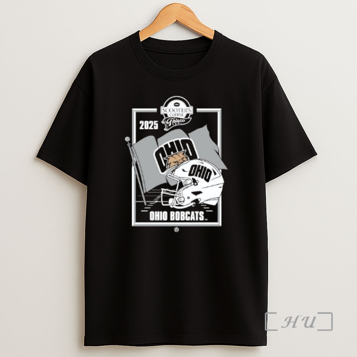 Officials Ohio Bobcats 2025 Scooters Coffee Frisco Bowl Helmet Logo Circle Black Shirt Sweatshirt Tee
