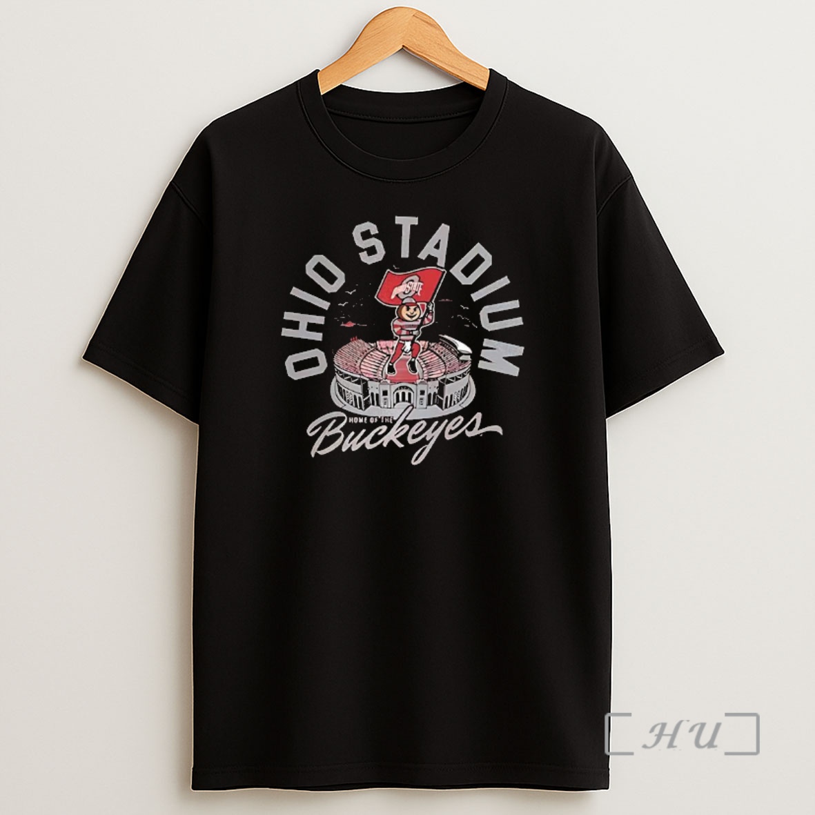 Officials Ohio State Buckeyes Football Brutus Buckeye Waving Flags Ohio Stadium Shirt Sweatshirt Tee
