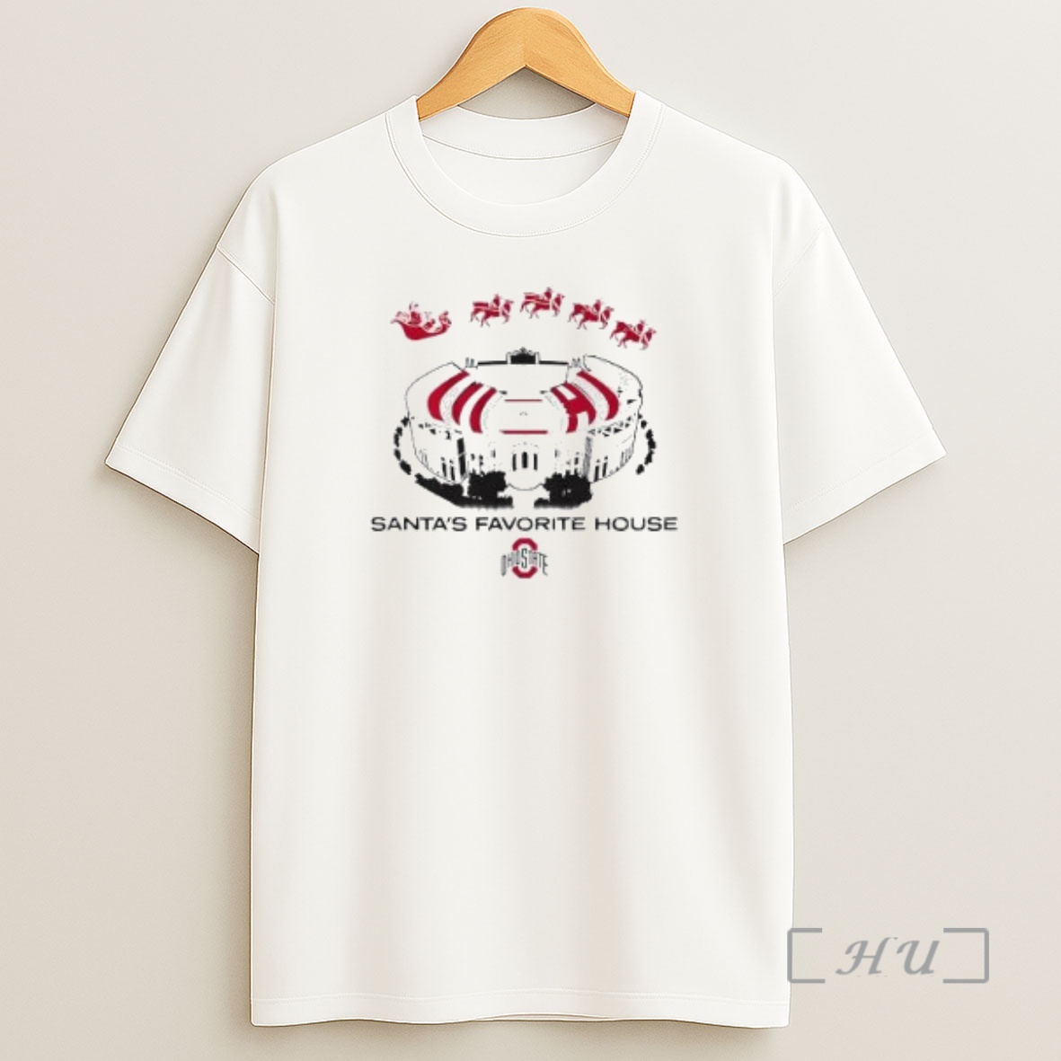 Officials Ohio State Football Santas Favorite House Circle White Shirt Sweatshirt Tee