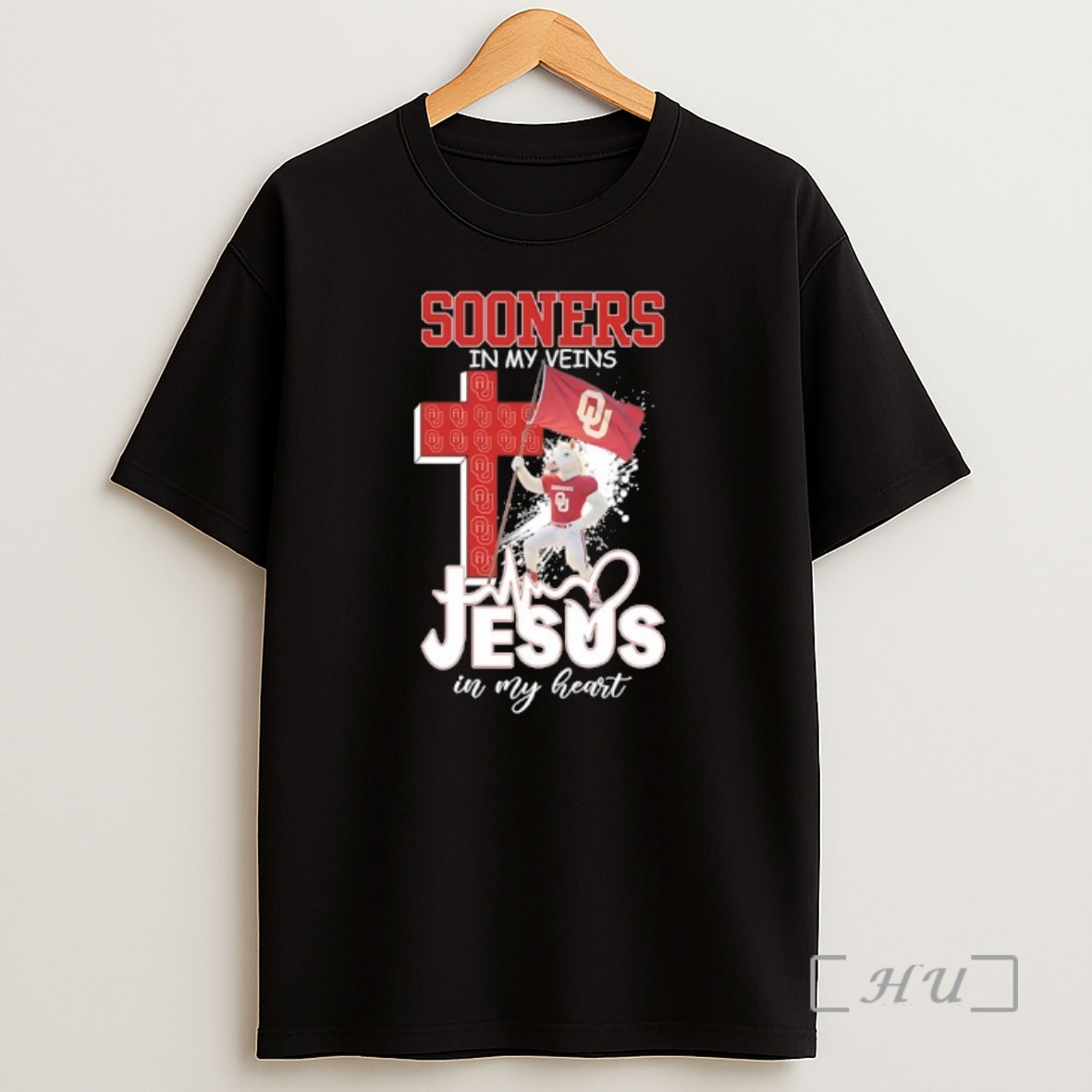 Officials Oklahoma Sooners Cross In My Veins Jesus In My Heart Mascot Shirt Sweatshirt Tee
