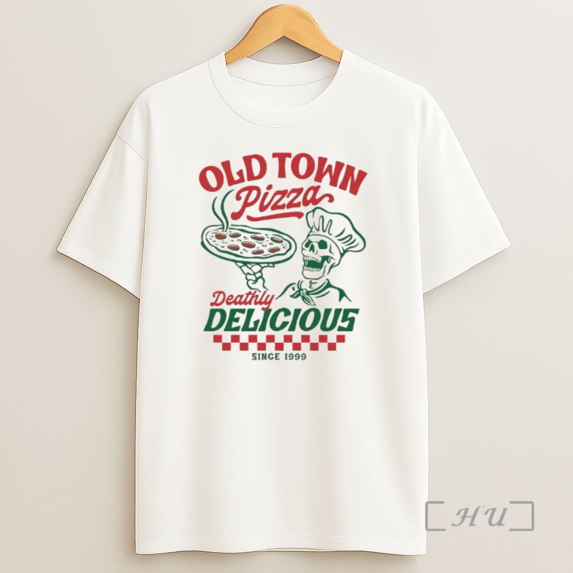 Officials Old Town Pizza Deathly Delicious Since 1999 Skeleton Graphic Shirt Sweatshirt Tee