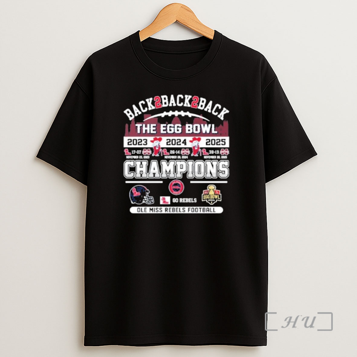 Officials Ole Miss Rebels Back 2 Back 2 Back The Egg Bowl Champions Premium Shirt Sweatshirt Tee