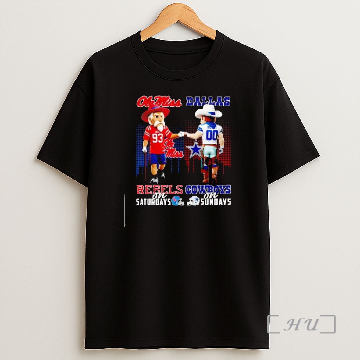 Officials Ole Miss Rebels On Saturdays Vs Dallas Cowboys On Sundays Gameday Mascot Shirt Sweatshirt Tee