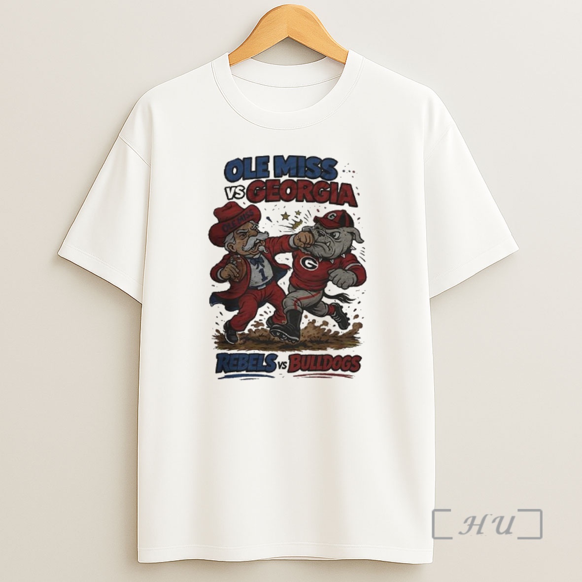 Officials Ole Miss Rebels Vs Georgia Bulldogs Ncaa Football Artwork Mascots Fight Retro Shirt Sweatshirt Tee
