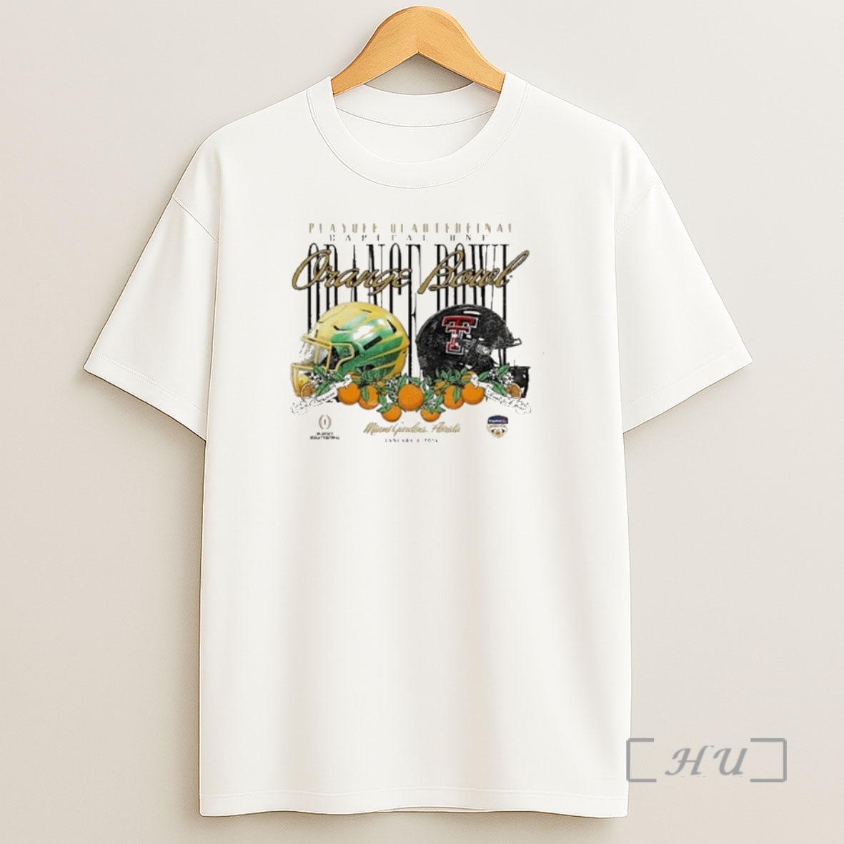 Officials Oregon Ducks Vs Texas Tech Red Raiders Playoff Quarterfinal Capital One Orange Bowl 2026 Miami Gardens Florida Jan 1 2026 Helmets Shirt Sweatshirt Tee