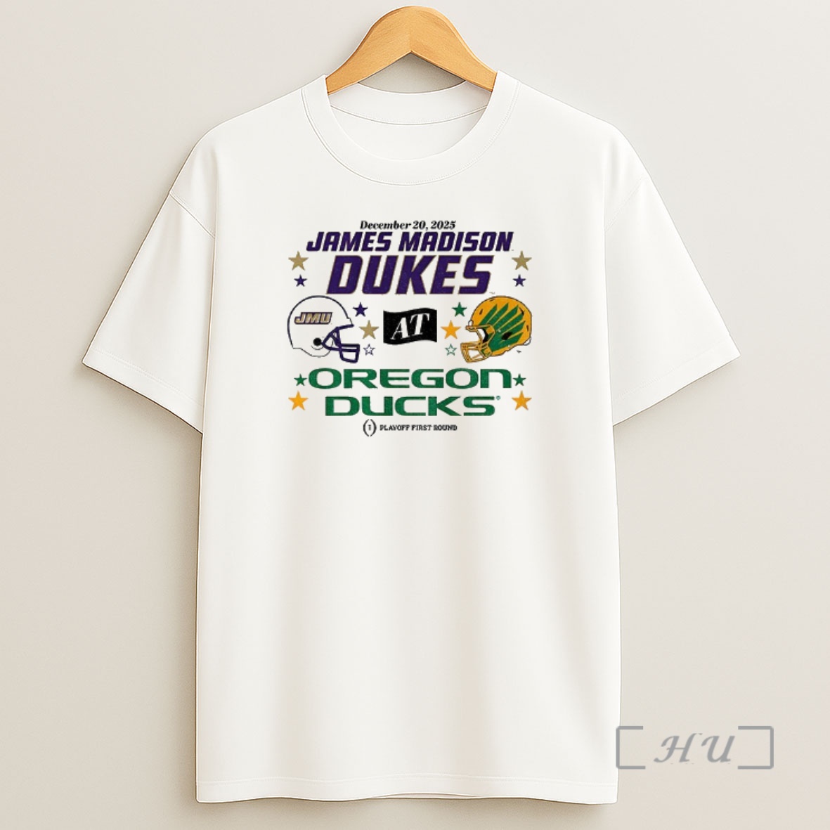 Officials Oregon Ducks And Jmu Dukes 2025 Cfp First Round Matchup Shirt Sweatshirt Tee