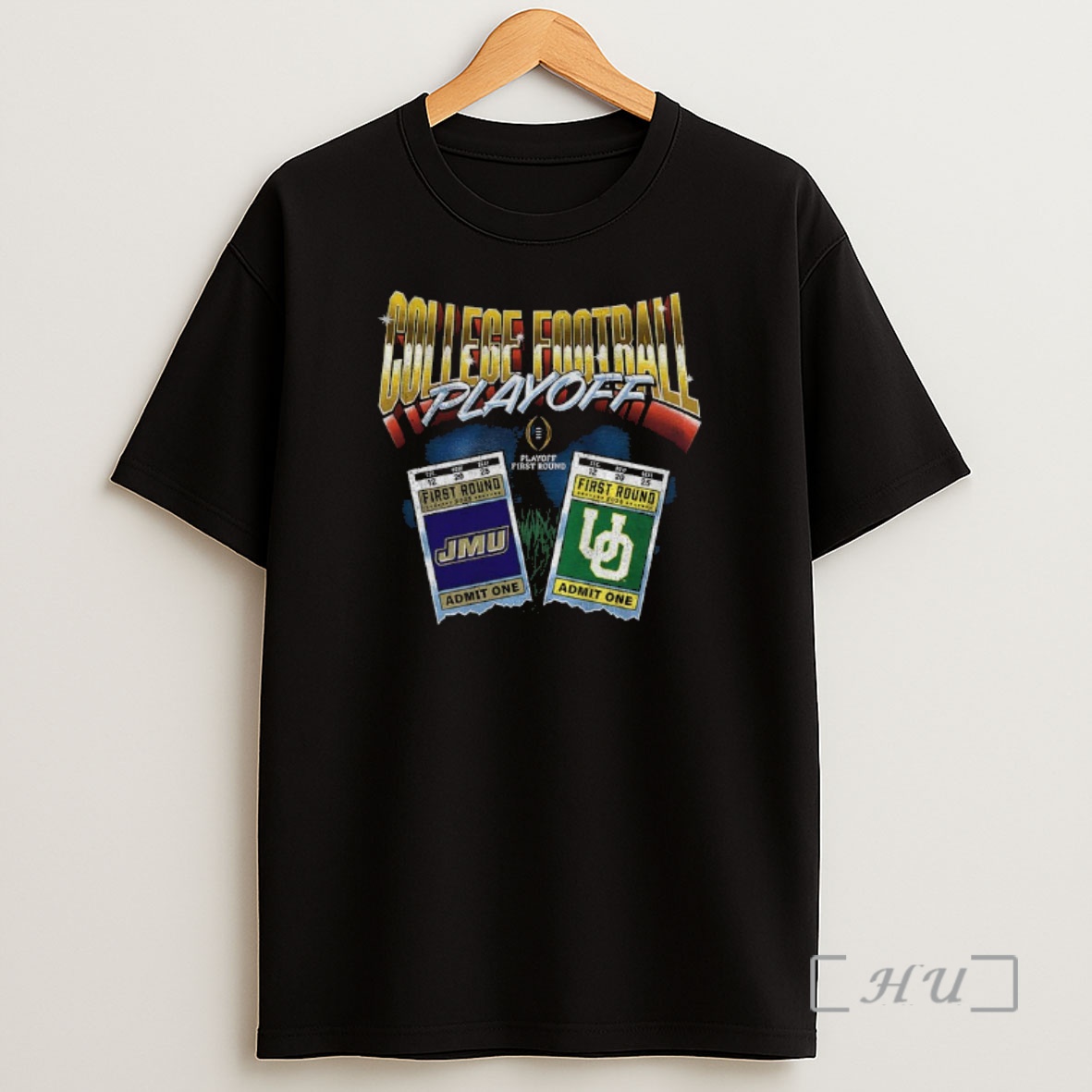Officials Oregon Ducks Vs James Madison Dukes Matchup Ticket Youth College Football Playoff 2025 First Round Shirt Sweatshirt Tee