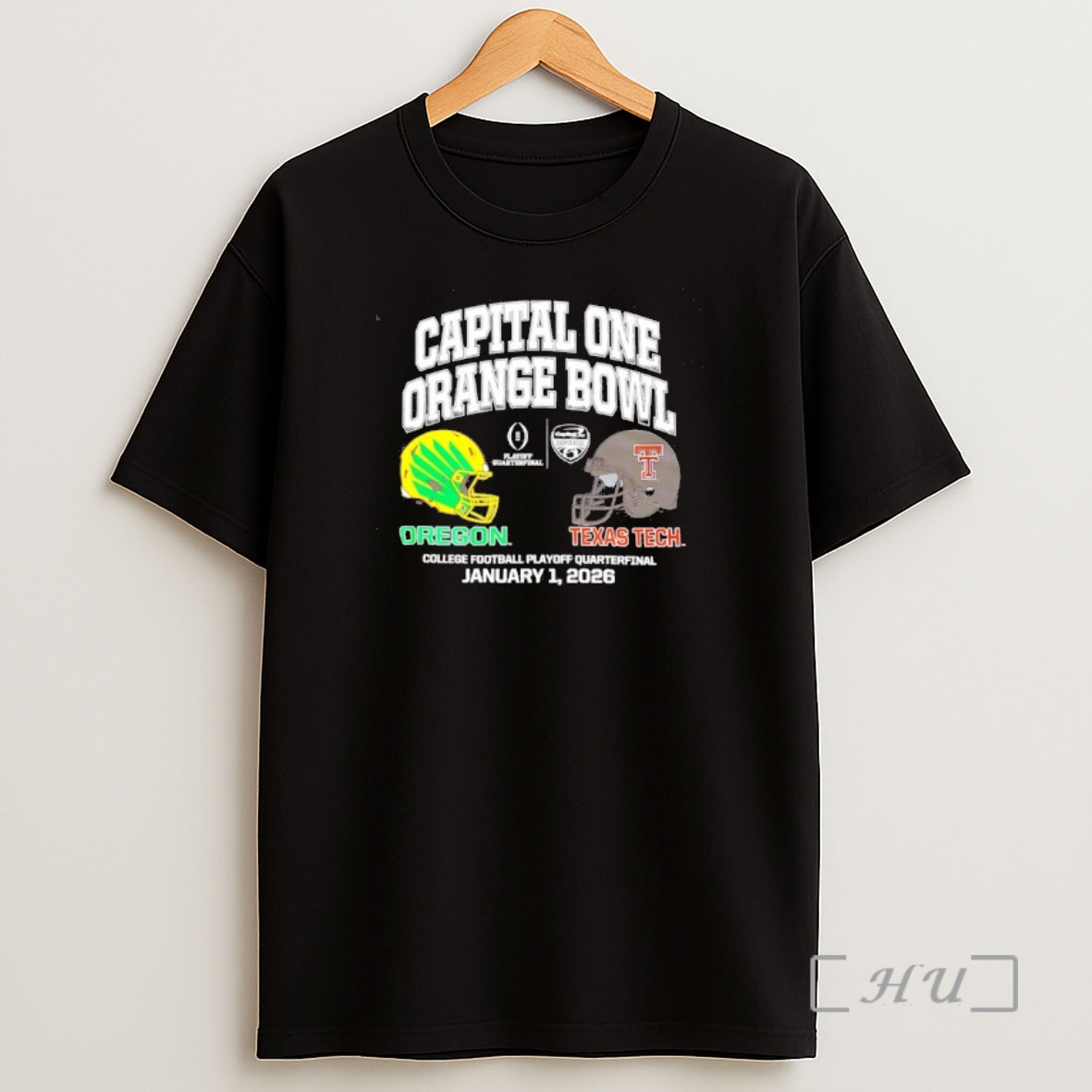 Officials Oregon Ducks Vs Texas Tech Cfp 2025 Capital One Orange Bowl Helmet To Helmet Shirt Sweatshirt Tee